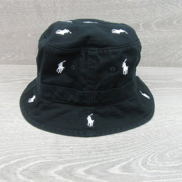Polo Ralph Lauren Embroidered Pony Bucket Hat Adult Size S/M Black White NEW - Picture 5 of 10